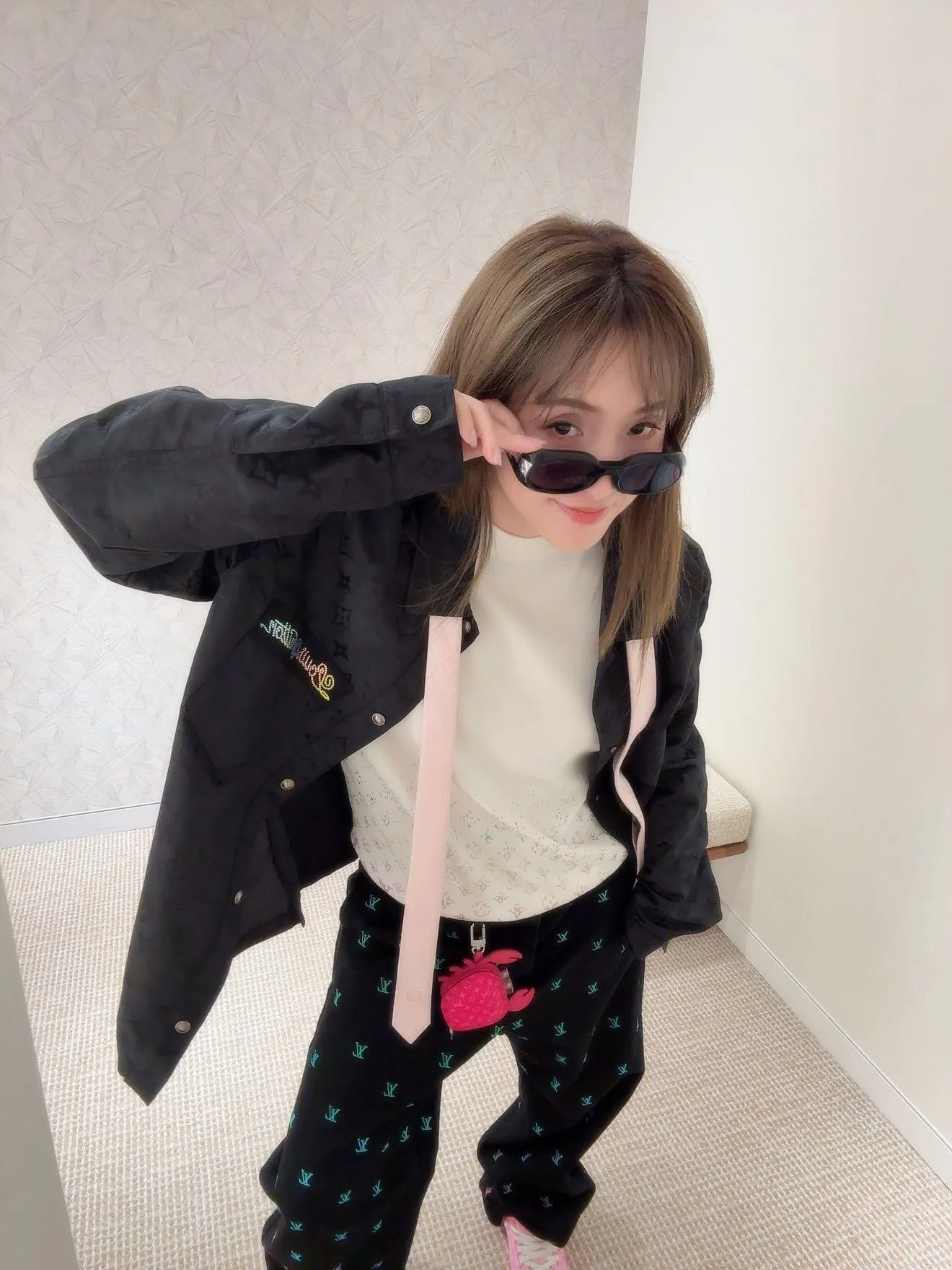 Louis Vuitton/Louis Vuitton 25Fw presbyopic rippled jacquard colored diamond shirt jacket
